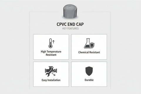 Gray CPVC End Cap Features - High Temperature Resistant, Chemical Resistant, Easy Installation, Durable