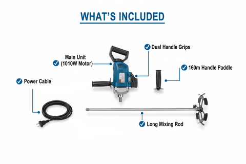 Dongcheng DQU02-160 Package Contents - Mixer, Paddle, Dual Handles