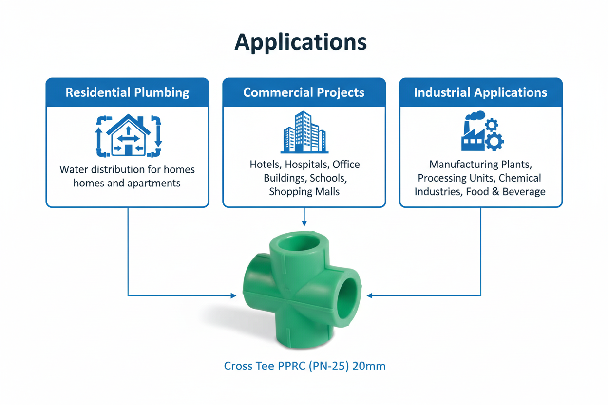 Cross Tee PPRC PN-25 20mm Applications