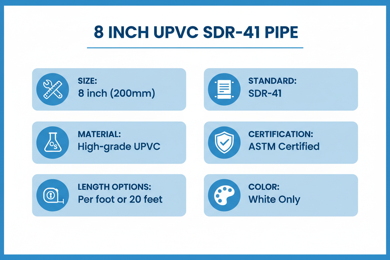 8 inch UPVC SDR-41 Technical Specifications