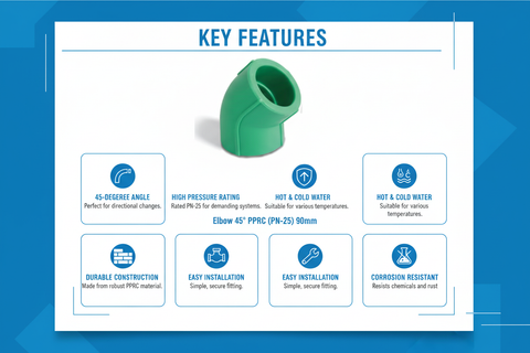 Elbow 45° PPRC PN-25 90mm Product Features