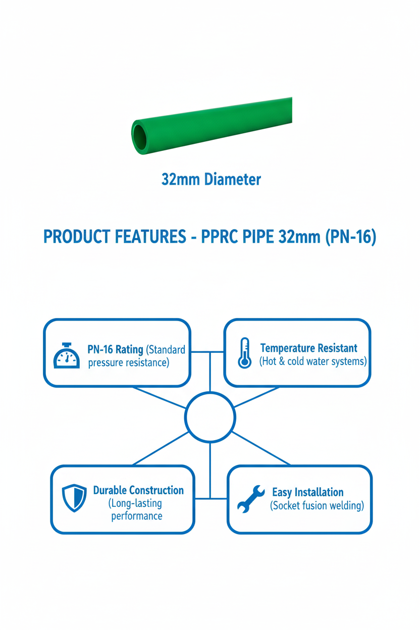 Pipe PPRC PN-16 32mm Product Features