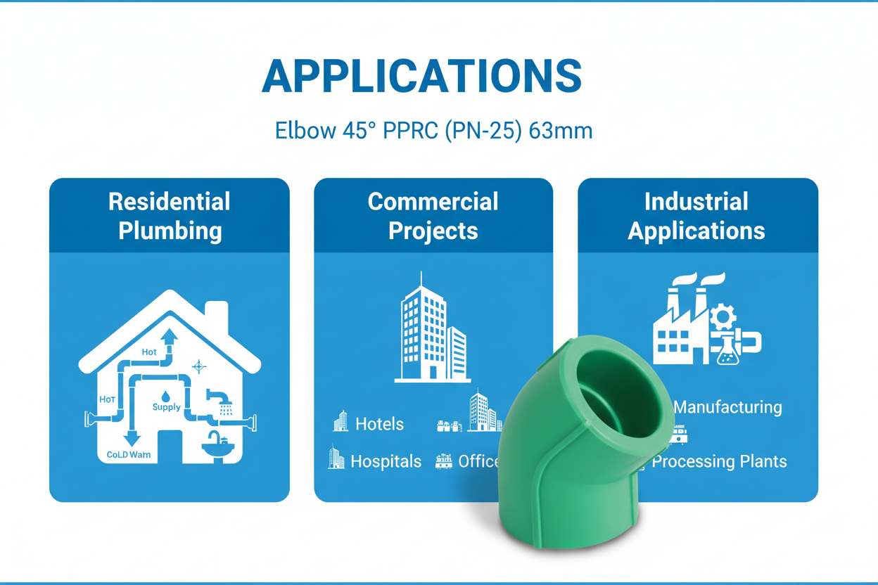 Elbow 45° PPRC PN-25 63mm Applications