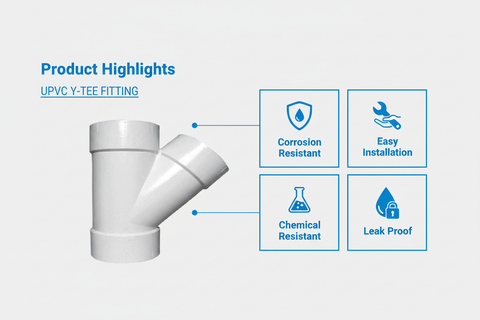 White UPVC Y-Tee Features - Corrosion Resistant, Easy Installation, Chemical Resistant, Leak Proof