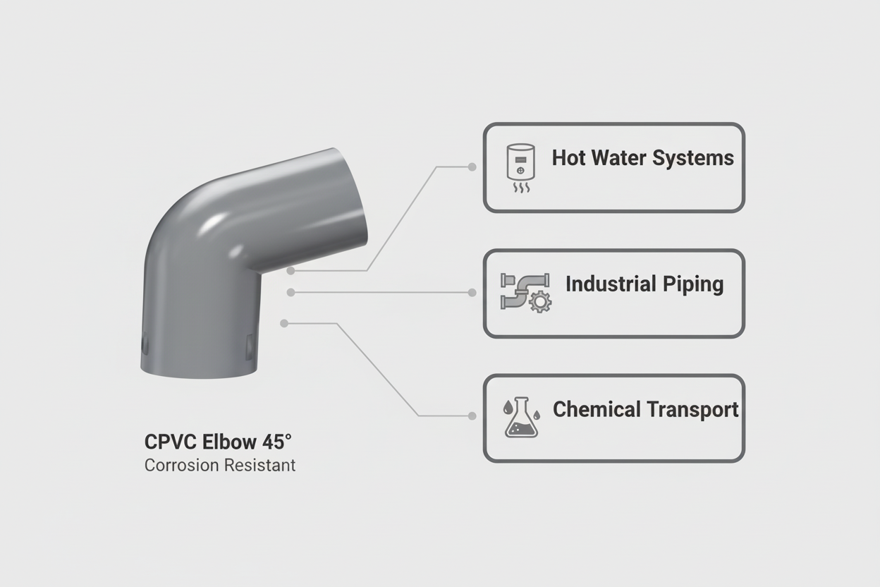 CPVC Elbow 45 Applications - Hot Water Systems, Industrial Piping, Chemical Transport