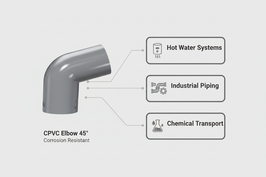CPVC Elbow 45 Applications - Hot Water Systems, Industrial Piping, Chemical Transport