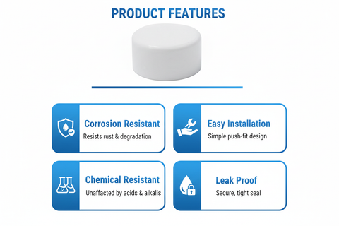 White UPVC End Cap Features - Corrosion Resistant, Easy Installation, Chemical Resistant, Leak Proof
