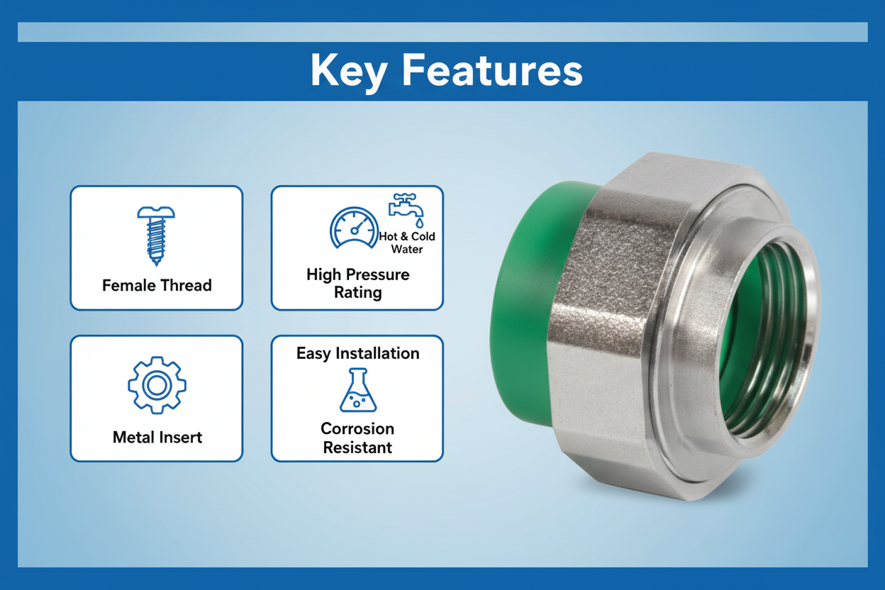 Features and benefits of PN-25 certified union female adaptor PPRc fitting