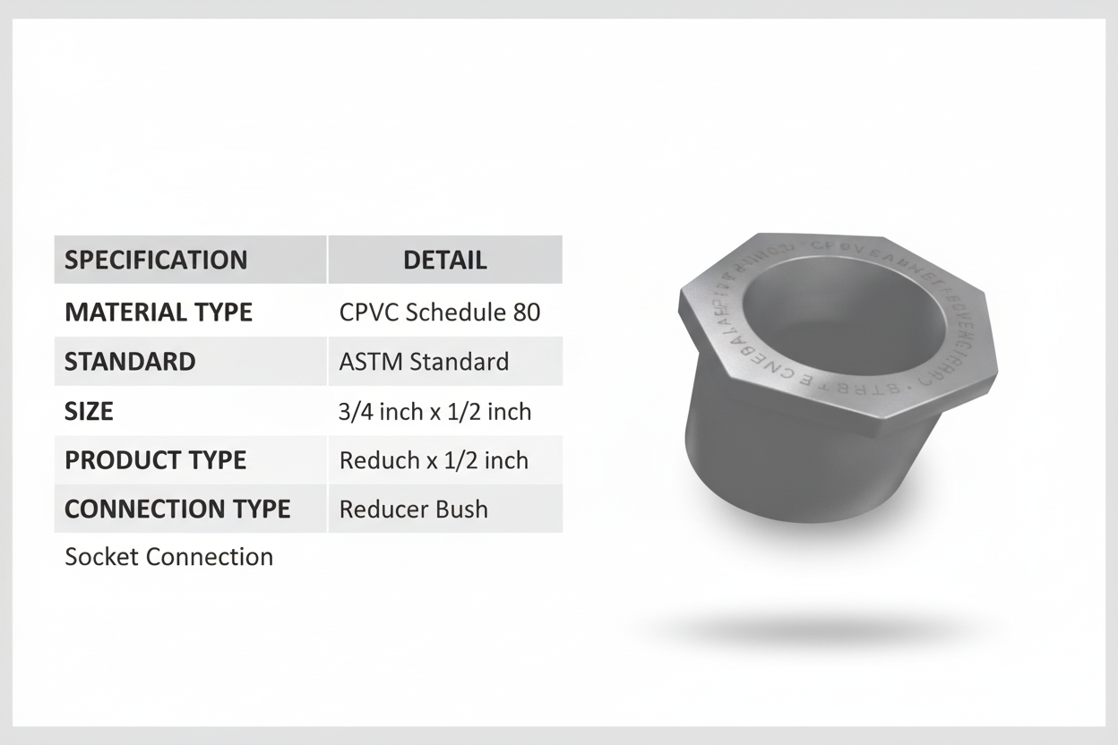 CPVC Reducer Bush Technical Specifications - Schedule 80, ASTM Standard