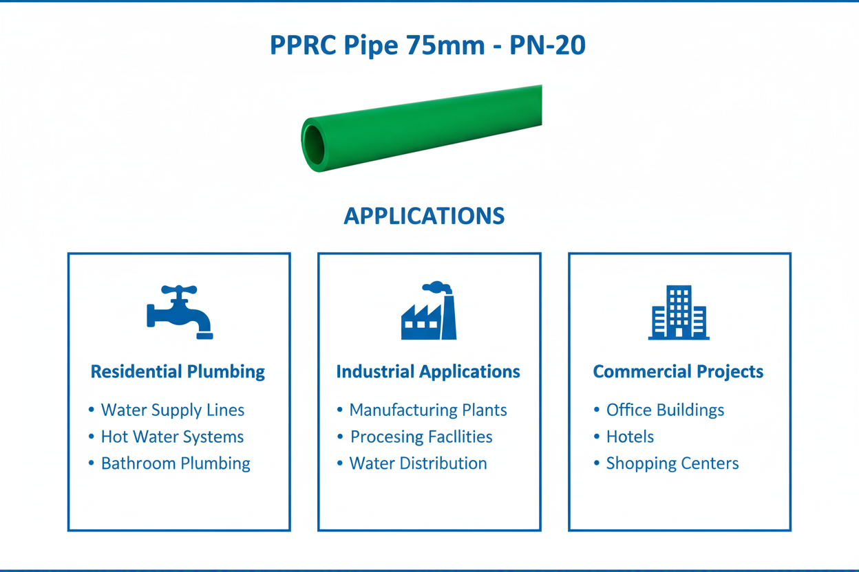 Pipe PPRC PN-20 75mm Applications - Residential Industrial Commercial