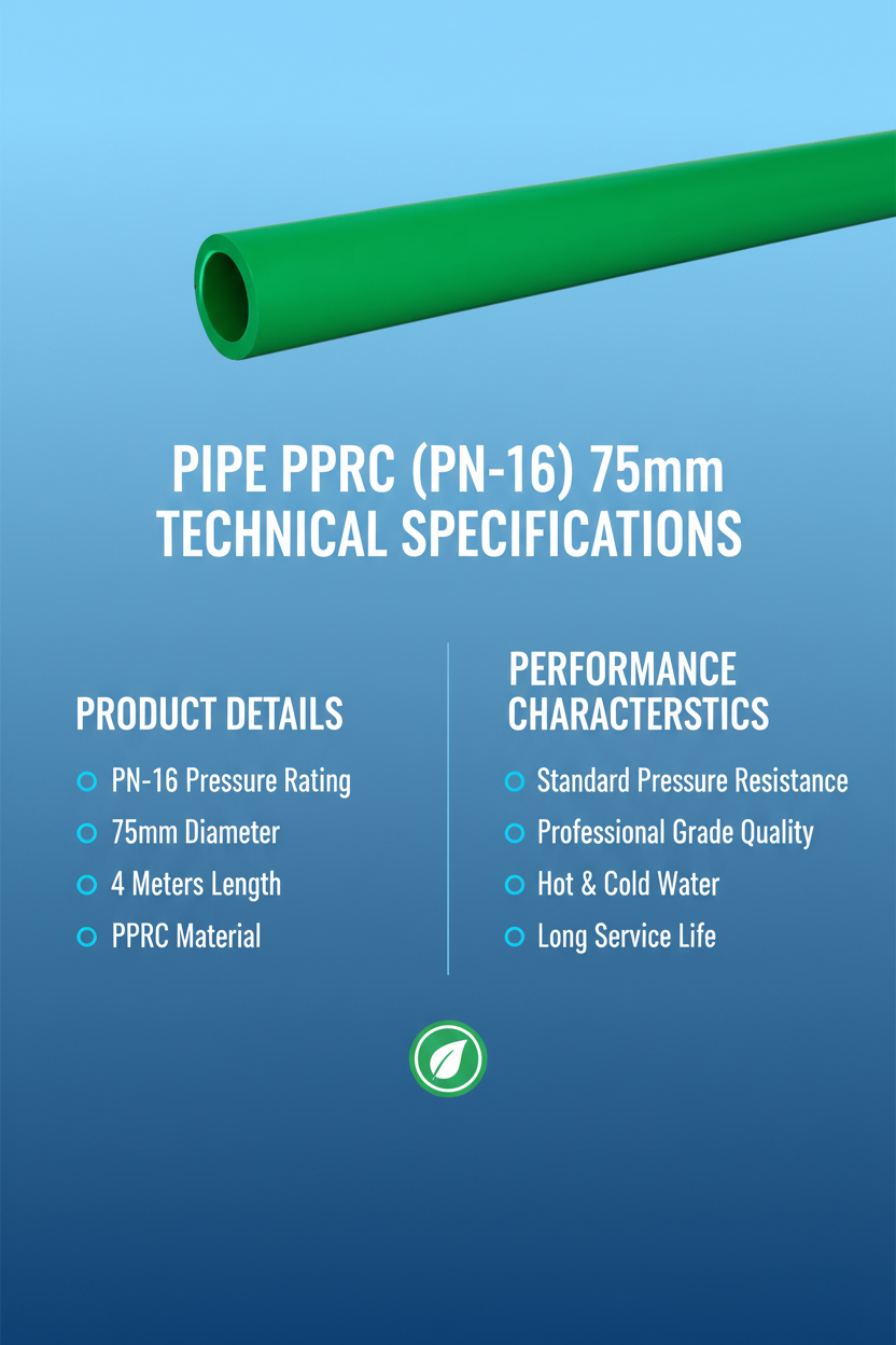 Pipe PPRC PN-16 75mm Technical Specifications