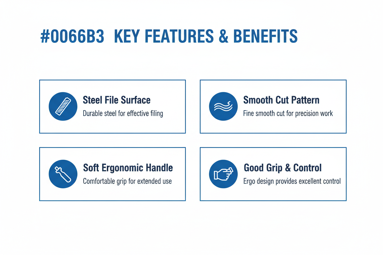 Key features - steel file surface, smooth cut pattern, soft ergonomic handle, good grip & control