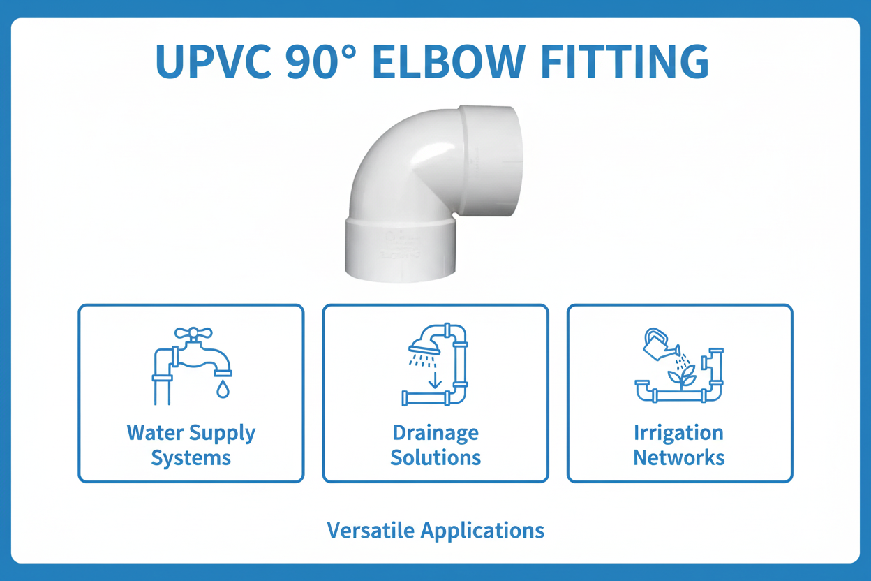 UPVC Elbow 90° Applications - Water Supply, Drainage, Irrigation Systems