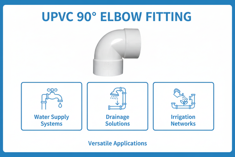 UPVC Elbow 90° Applications - Water Supply, Drainage, Irrigation Systems