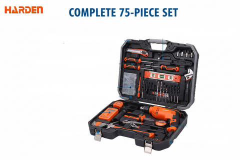Harden 75pcs Complete Package - All 75 Pieces Including Drill, Tools & Accessories