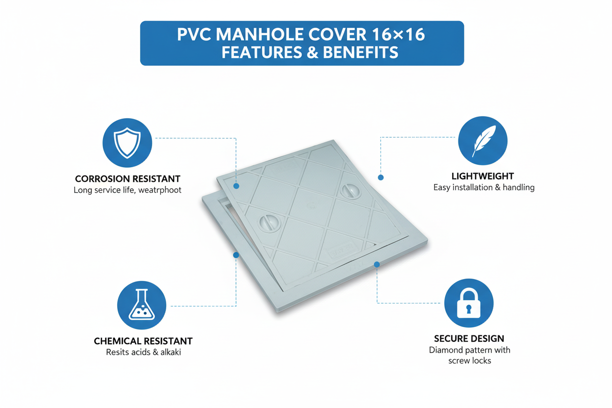 PVC Manhole Cover 16×16 Features & Benefits - Corrosion Resistant, Lightweight
