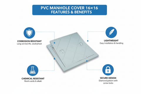 PVC Manhole Cover 16×16 Features & Benefits - Corrosion Resistant, Lightweight