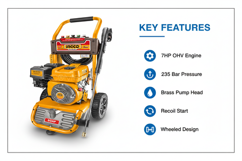 Ingco GHPW2103 Features & Benefits - OHV Engine, Brass Pump, Recoil Start