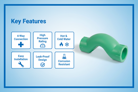 Cross Fitting Key Features - 4-way connection, high pressure, corrosion resistant