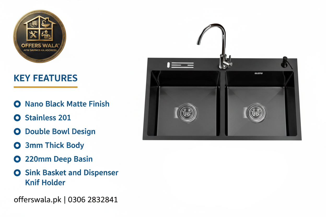 Verona Kitchen Sink 8245 Nano Black Key Features Banner