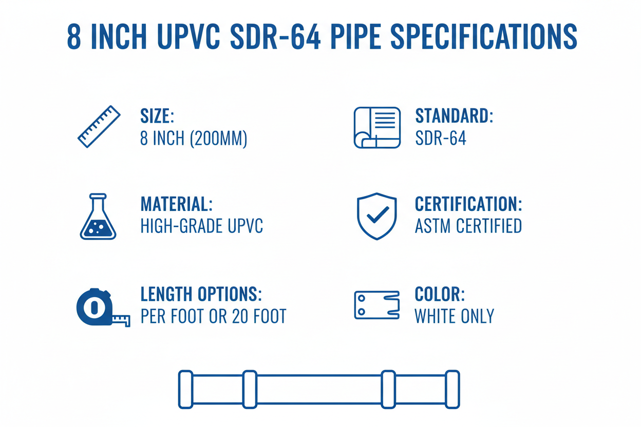 8 inch UPVC SDR-64 Technical Specifications