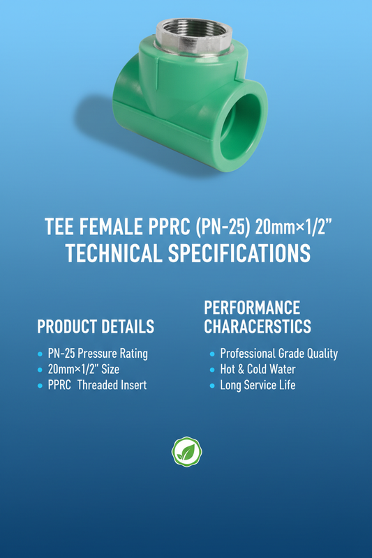 Tee Female PPRC PN-25 20mm×1/2 inch Technical Specifications