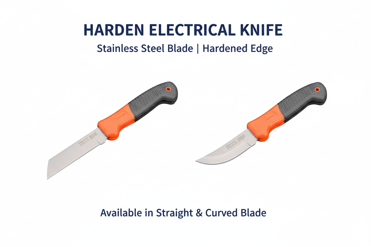 Harden Electrical Knife - straight and curved blade types with stainless steel and ergonomic handles