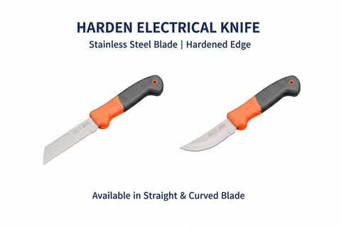 Harden Electrical Knife - straight and curved blade types with stainless steel and ergonomic handles