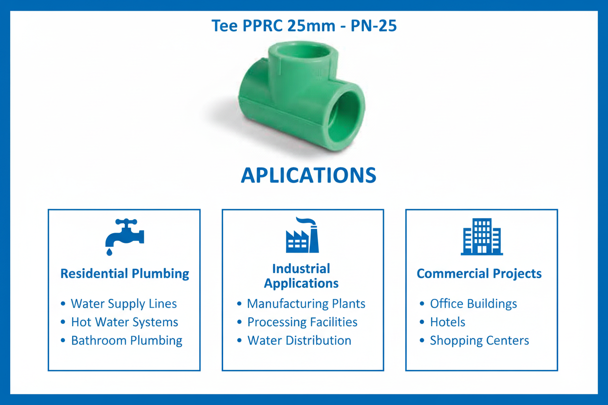 Tee PPRC PN-25 25mm Applications - Residential Industrial Commercial