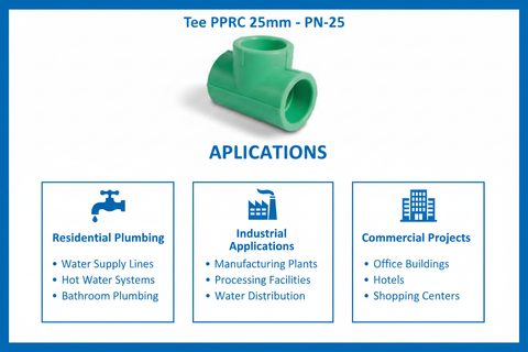 Tee PPRC PN-25 25mm Applications - Residential Industrial Commercial