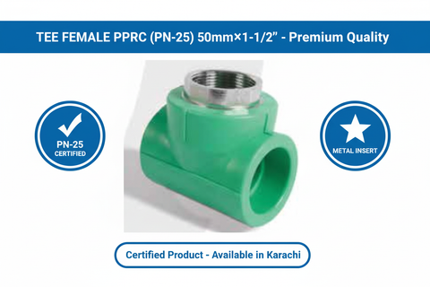 Tee Female PPRC PN-25 50mm×1-1/2 inch Quality Certification