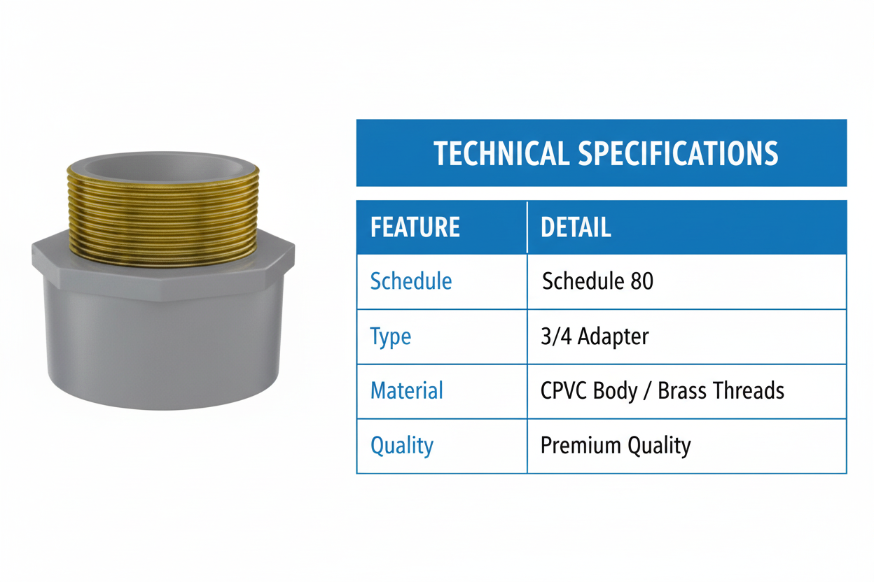CPVC Brass Male Adapter Technical Specifications - Schedule 80