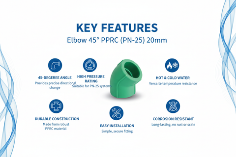 Elbow 45° PPRC PN-25 20mm Product Features
