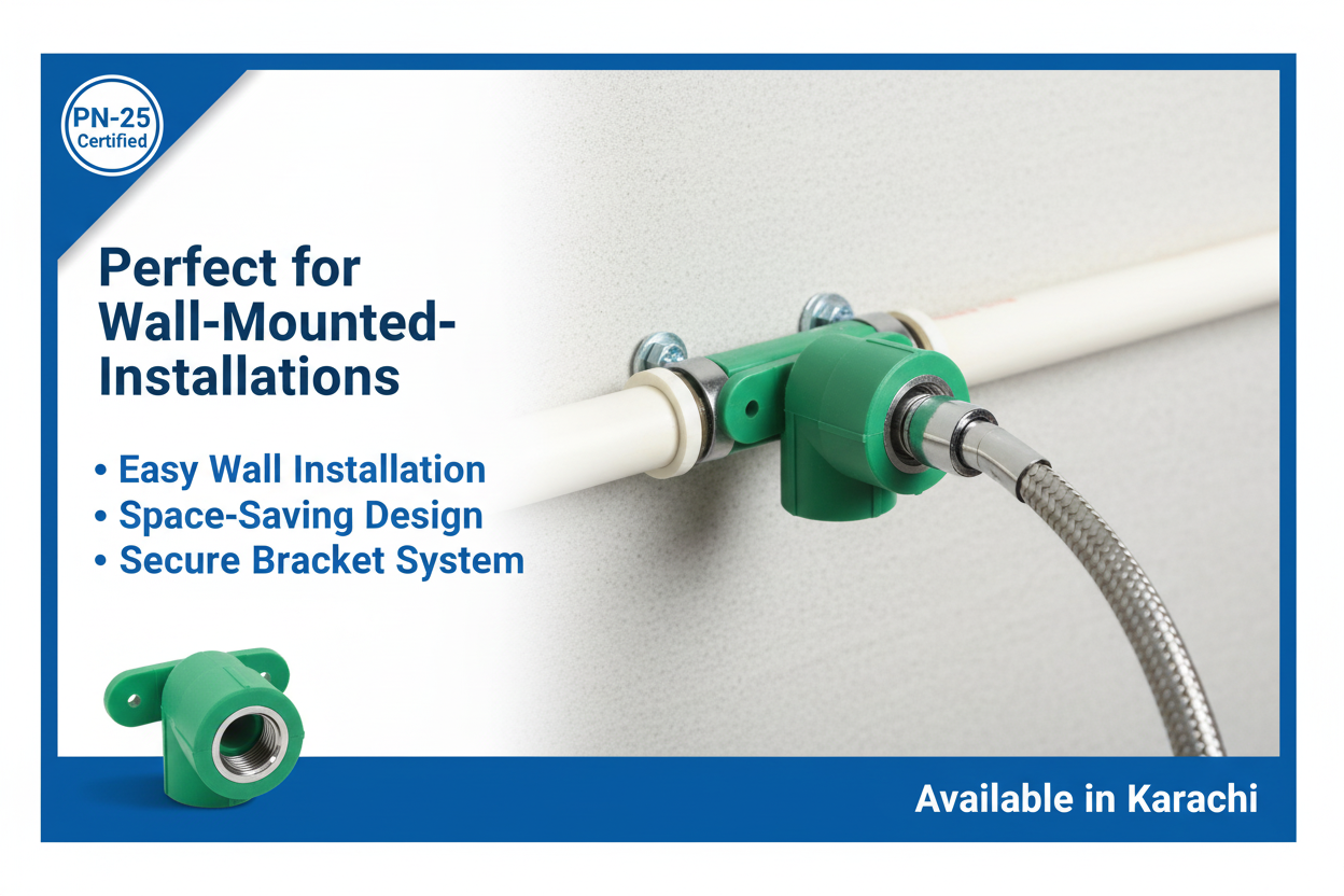 Wall Mount Elbow Female PPRc 25mm×1/2" wall-mounted installation application