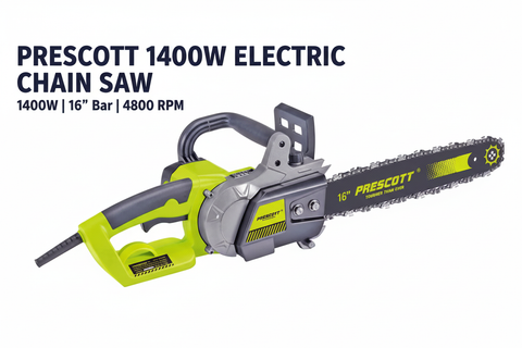 Prescott 1400W Electric Chain Saw Hero Banner - Professional Product Display