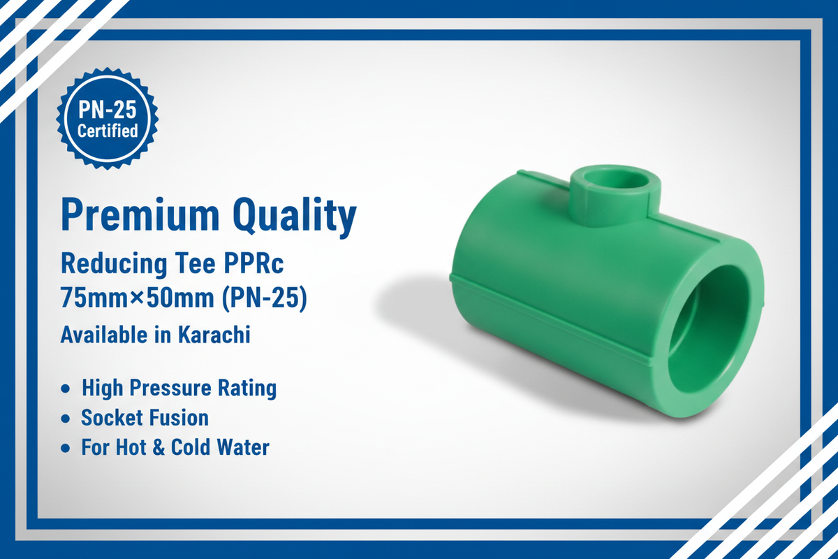 Reducing Tee PPRc 75mm×50mm (PN-25) - Available in Karachi