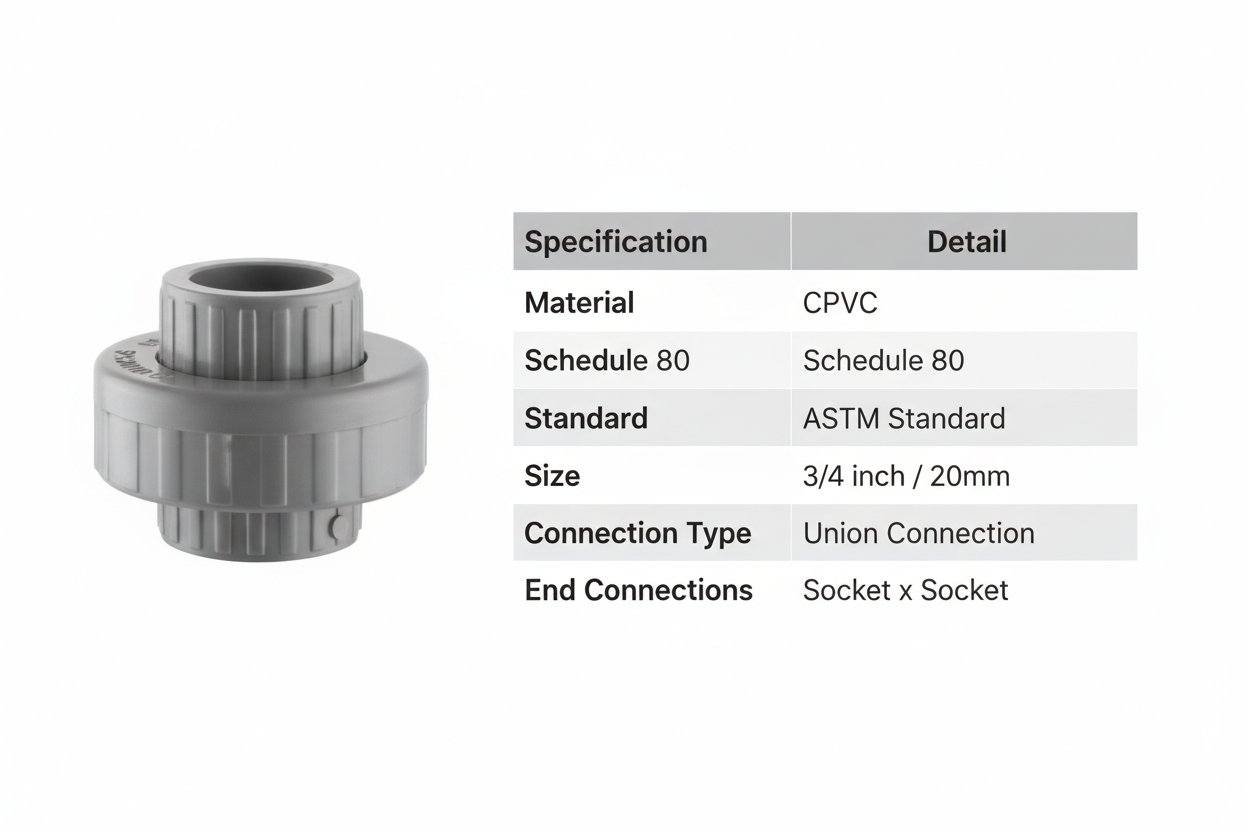 CPVC Union Technical Specifications - Schedule 80, ASTM Standard