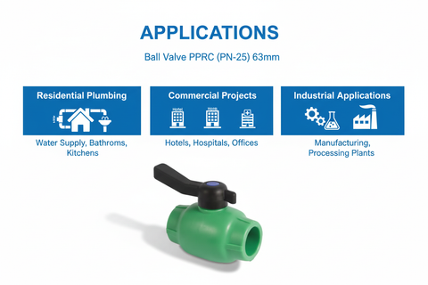 Ball Valve PPRC PN-25 63mm Applications