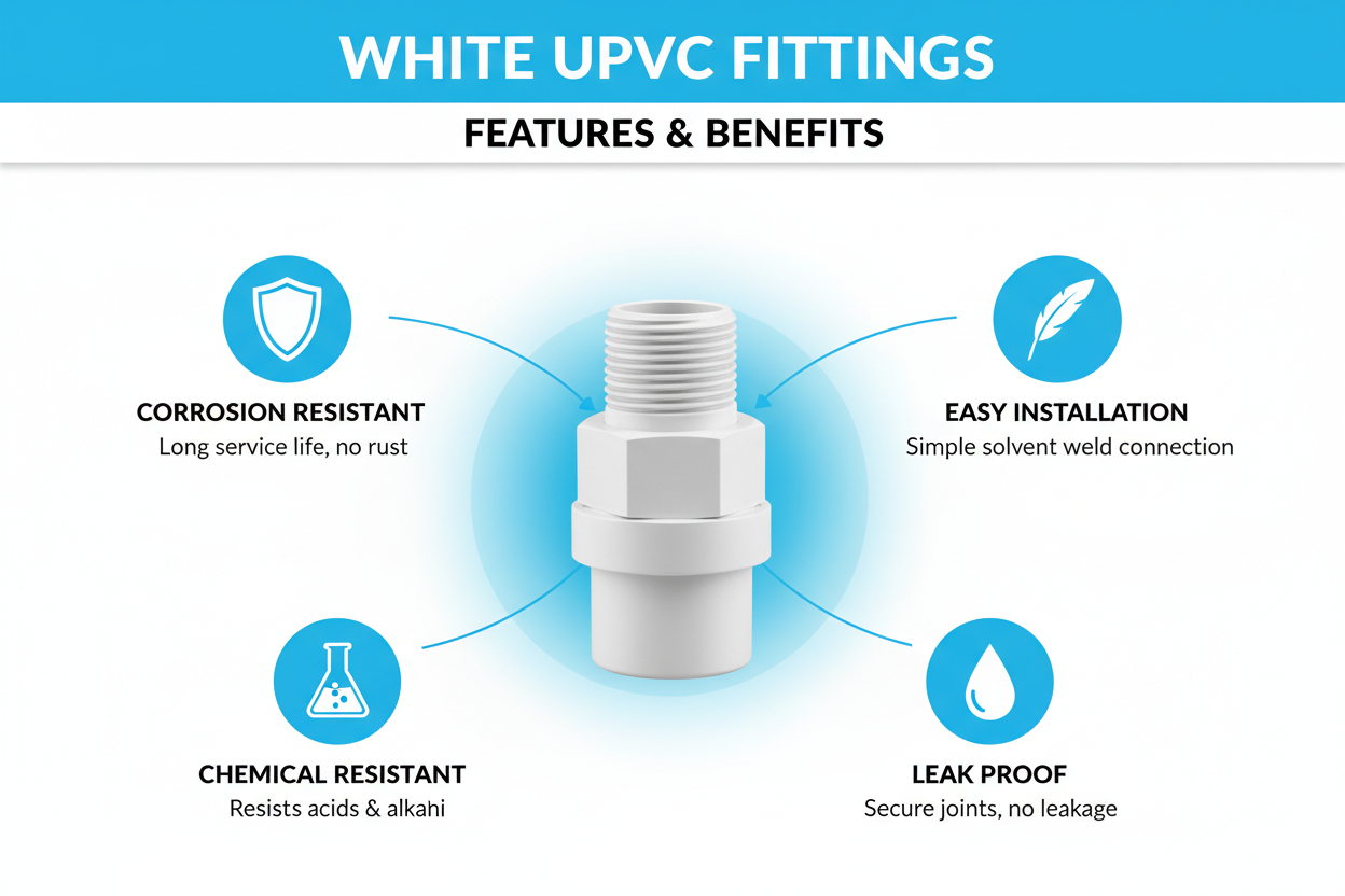 White UPVC V.Socket/Adapter Features - Corrosion Resistant, Easy Installation, Chemical Resistant, Leak Proof