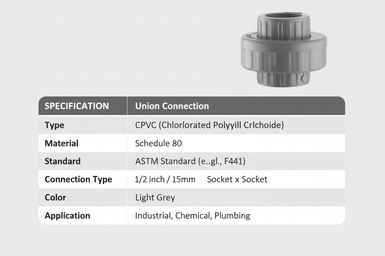 CPVC Union Technical Specifications - Schedule 80, ASTM Standard