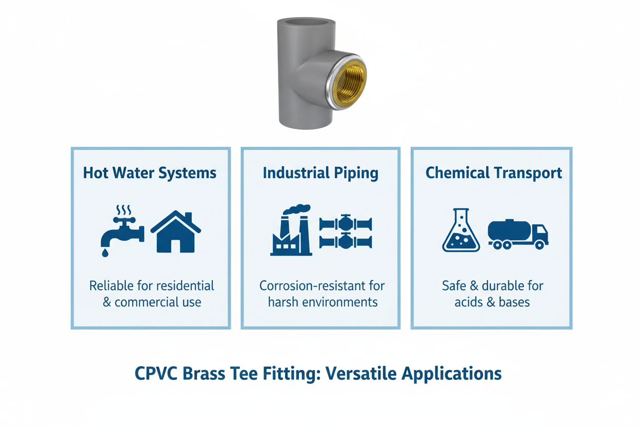 CPVC Brass Tee Applications - Hot Water Systems, Industrial Piping, Chemical Transport