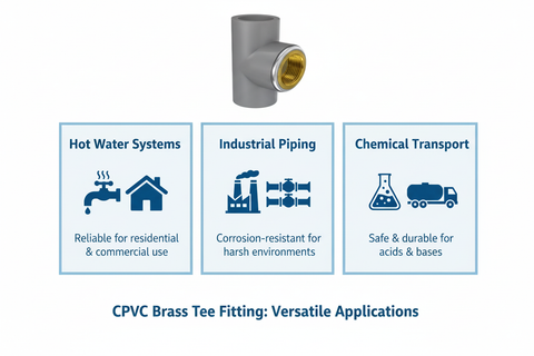 CPVC Brass Tee Applications - Hot Water Systems, Industrial Piping, Chemical Transport