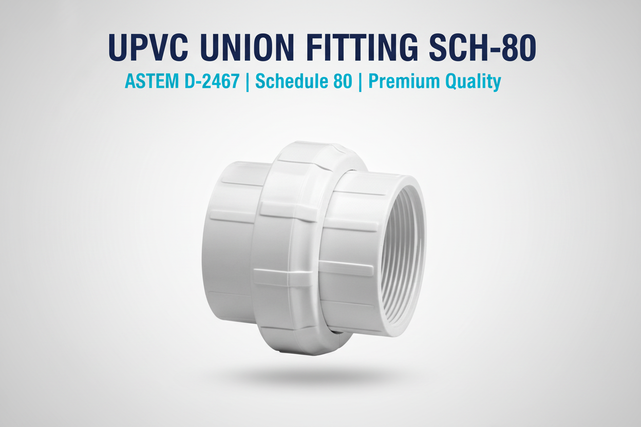 UPVC Union Fitting SCH-80 - ASTM D-2467 Schedule 80 Premium Quality