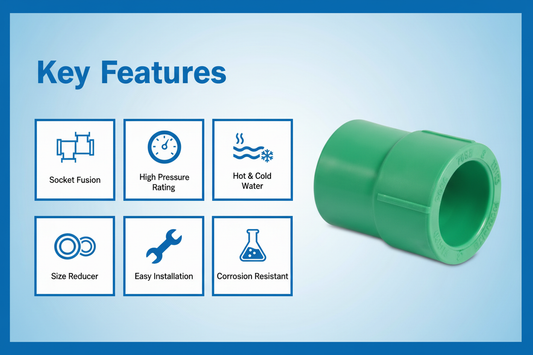 Features and benefits of PN-25 certified reducing socket PPRc fitting