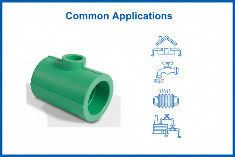 Common applications for reducing tee PPRc 75mm×63mm in plumbing systems