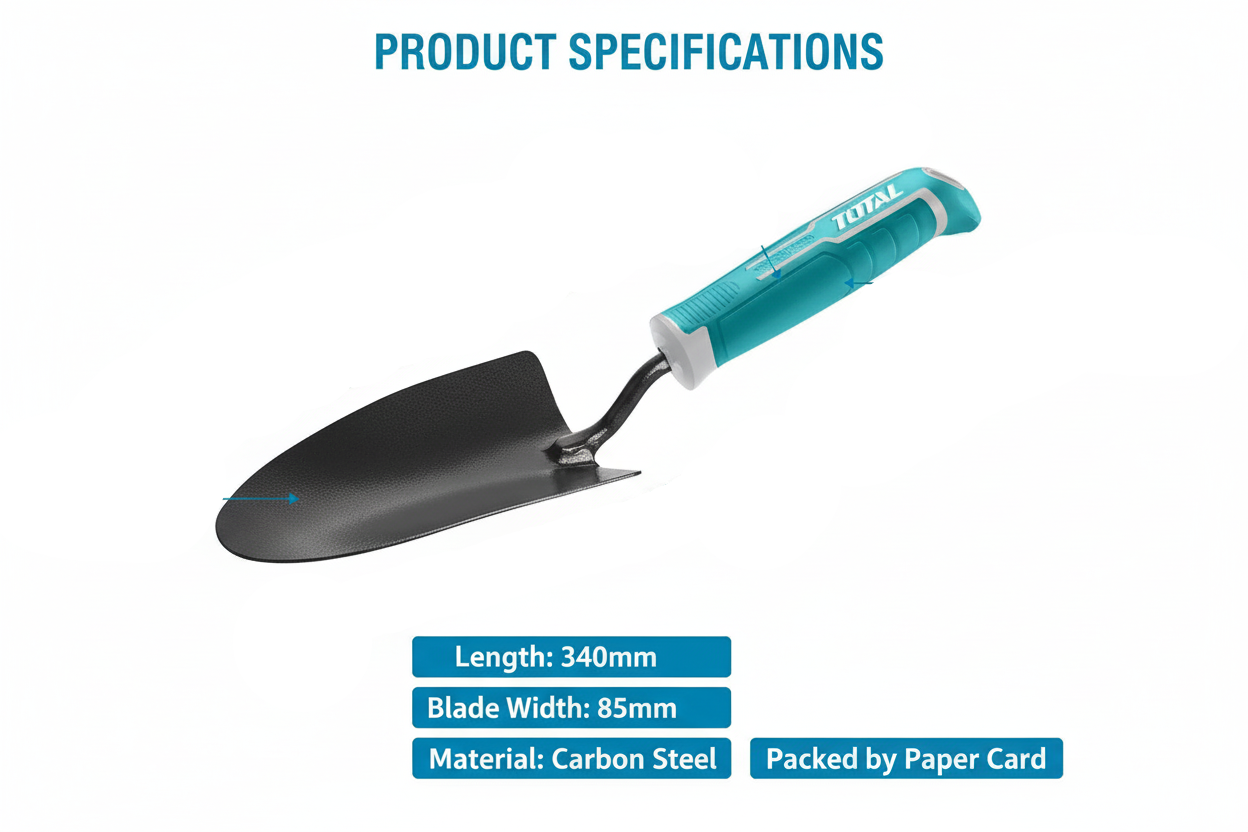 Total THFTT858 Garden Trowel Specifications Diagram