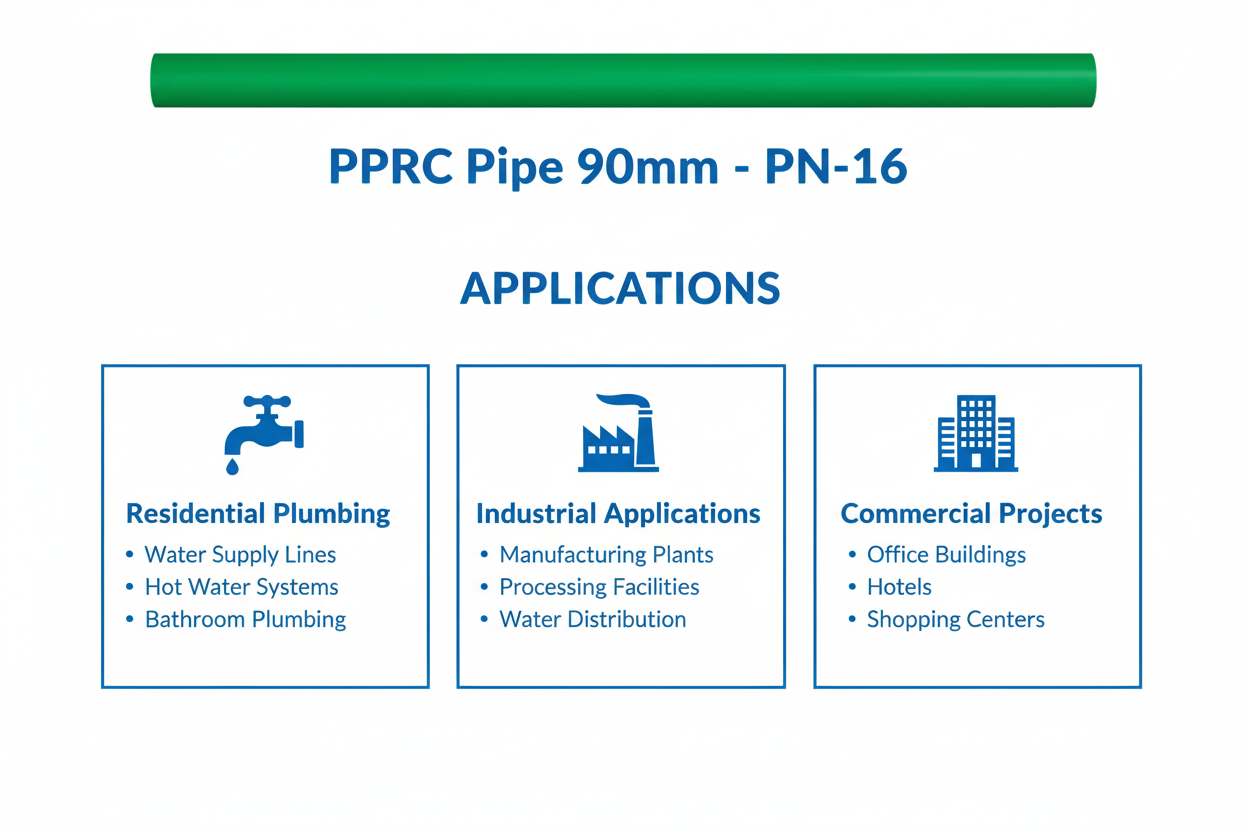 Pipe PPRC PN-16 90mm Applications - Residential Industrial Commercial