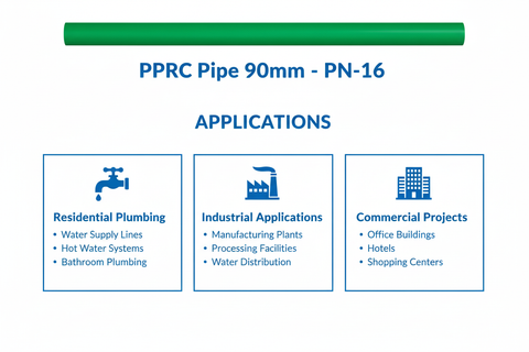Pipe PPRC PN-16 90mm Applications - Residential Industrial Commercial