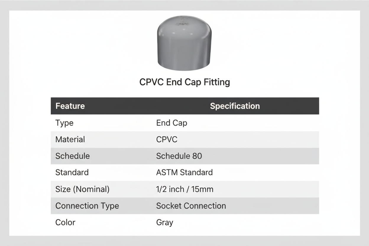 CPVC End Cap Technical Specifications - Schedule 80, ASTM Standard