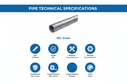 Pipe G.I. EEL technical specifications 6 meter length